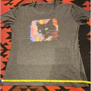 Rainbow Cat Graphic Heather Gray T-Shirt XL